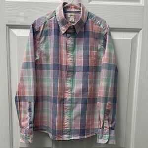 Crewcuts Pastel Plaid Button-Down Shirt in Pink, Blue & Green
